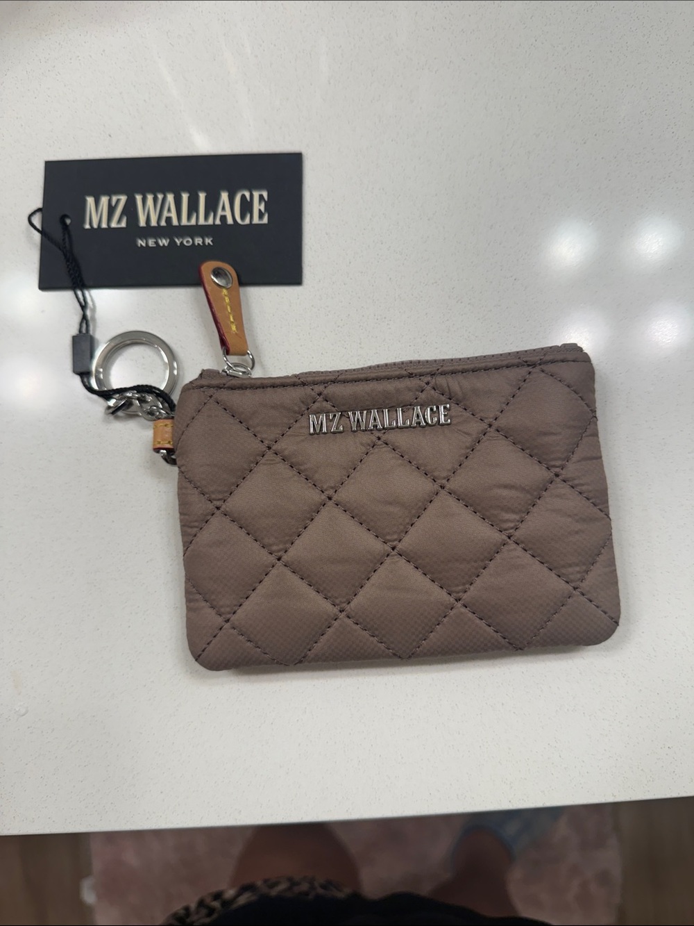 MZ Wallace Quilted Key Pouch - Taupe Brown